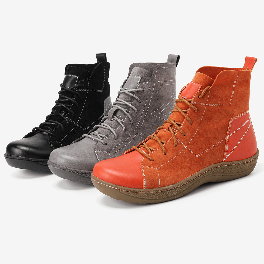 Retro Spicing Casual Lace up Slip Resistant Ankle Boots - MRSLM