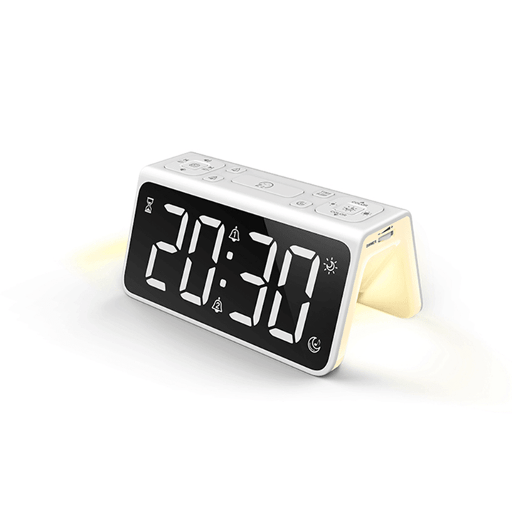 T8 Multifunctional LED Digital Display Mirror Alarm Clock USB Charging Smart Sensor Wake-Up Light Night Light Alarm Clock for Home Decor - MRSLM