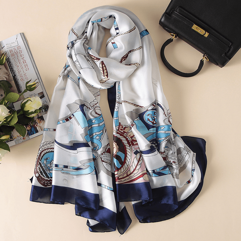 Fashionable Women'S Simple Printed Thin Silk Scarf - MRSLM