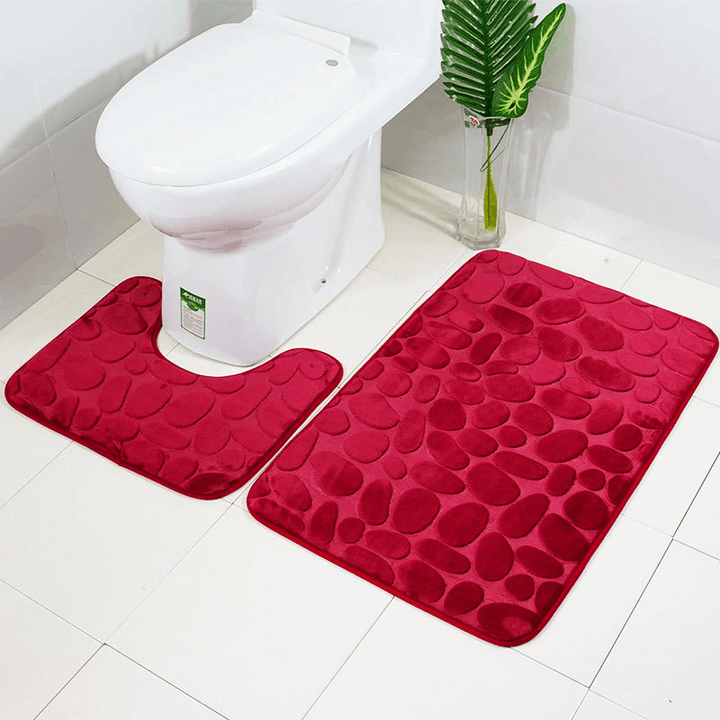2Pcs Flannel Toilet Lid Bath Rugs Soft Floor Home anti Slip Liner Memory Foam Durable Cover Shower Carpets Bathroom Mat Set - MRSLM