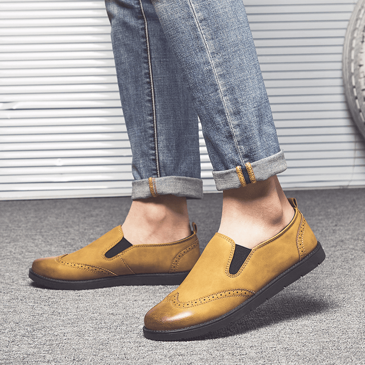 Men'S Business Casual Loafers Chelsea Slip on Work Dress Hand Stitching Shoes - MRSLM
