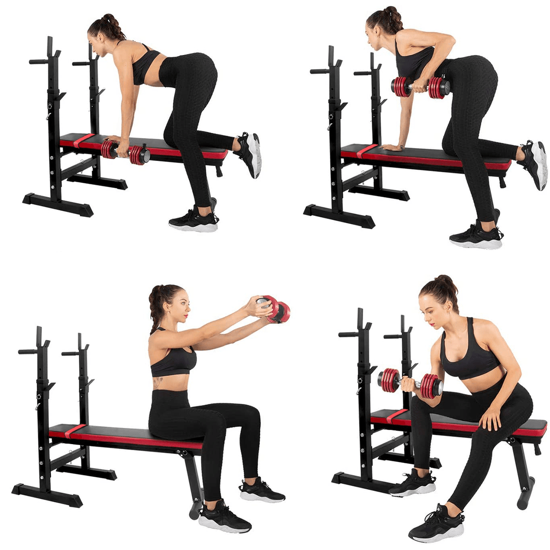 Adjustable Folding Sit up Bench Abdominal Muscles Strength Training Barbell Squat Rack Home Gym Fitness - MRSLM