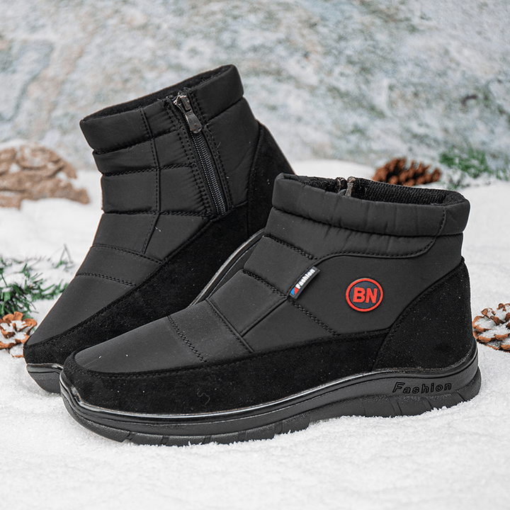 Men Waterproof Slip Resistant Side-Zip Winter Thicken Warm Snow Boots - MRSLM