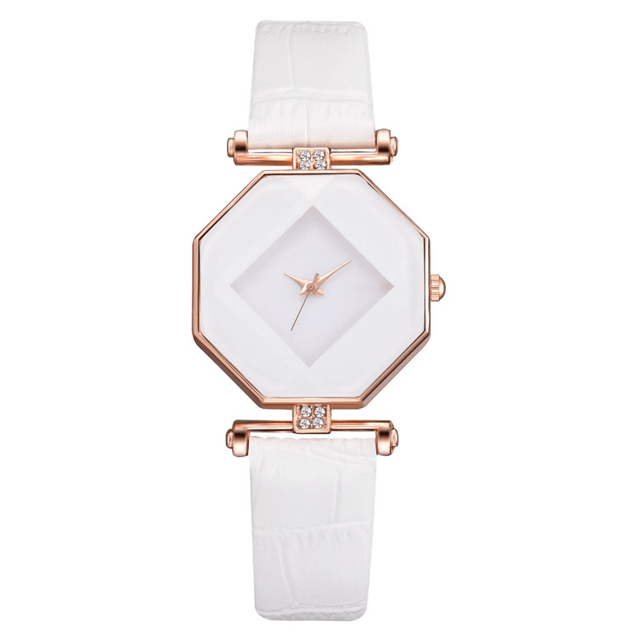 Fahion Diamond Mirror Watch Ladies Dress Ultra-Thin Leather Women Quartz Watch - MRSLM
