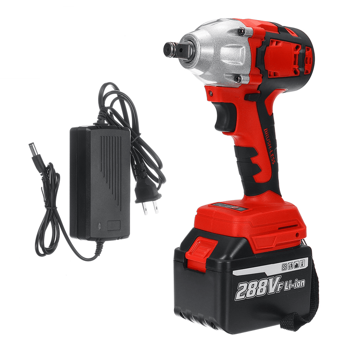 288VF Brushless Cordless Electric Wrench 520N.M 0-3000RPM Power Tool W/ 1Pc Battery - MRSLM