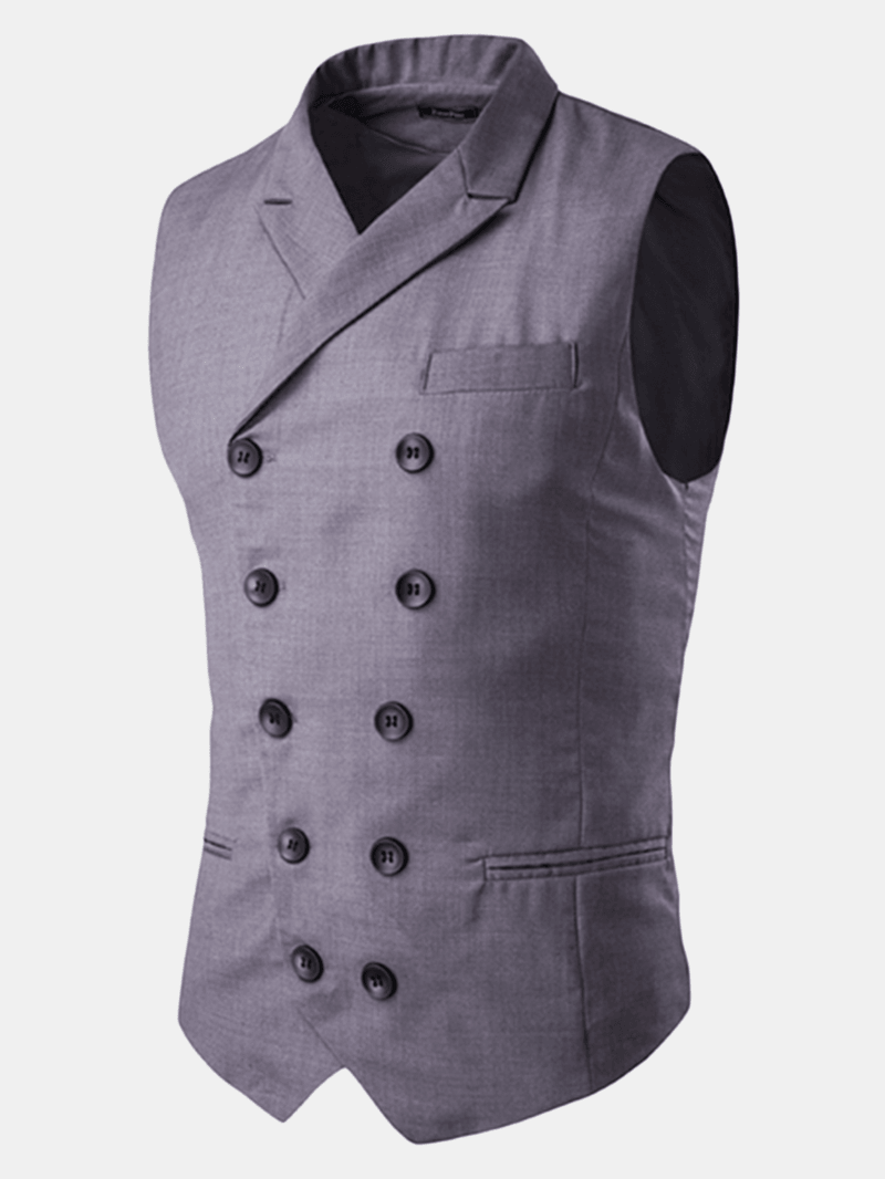 Mens British Style Slim Fit Business Fashion Casual Double Breasted Waistcoats - MRSLM