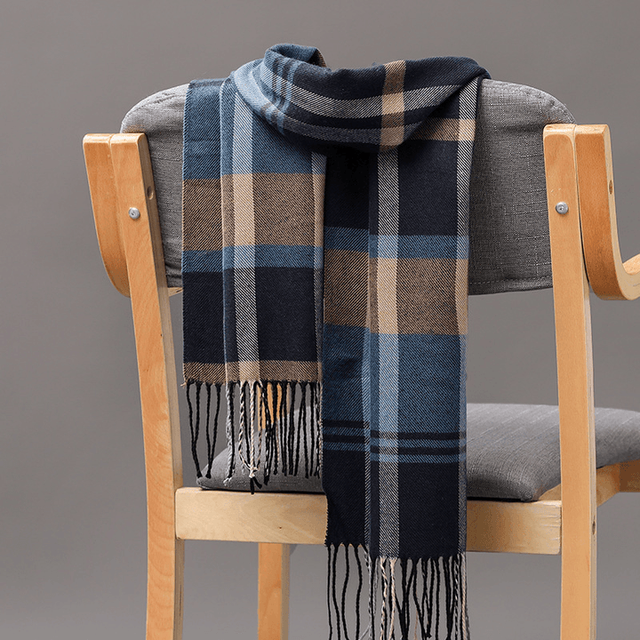 British Plaid Imitation Cashmere Tassels Couple Parent-Child Men'S Scarf - MRSLM