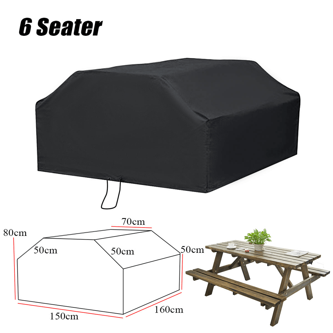 Garden Patio Table Cover 6 / 8 Seater Square Waterproof Outdoor Furniture Picnic - MRSLM