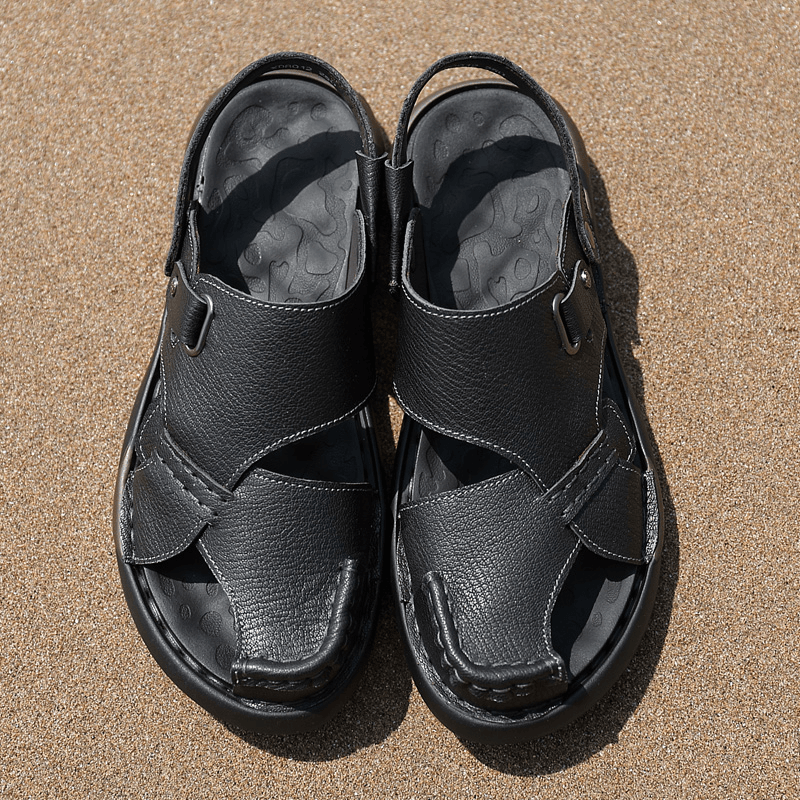 Men Microfiber Soft Sole Non Slip Lightweight Closed Toe Casual Beach Sandals - MRSLM