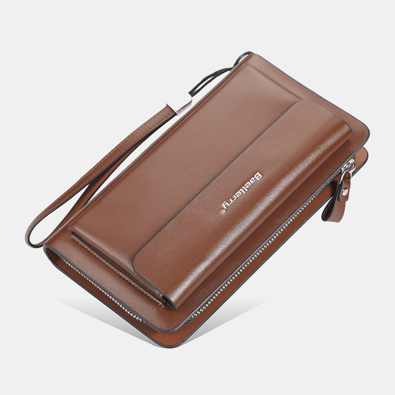 Men PU Leather Large Capacity Multi-Card Slot Casual Carry Handle Clutch Bag Card Holder Wallet - MRSLM