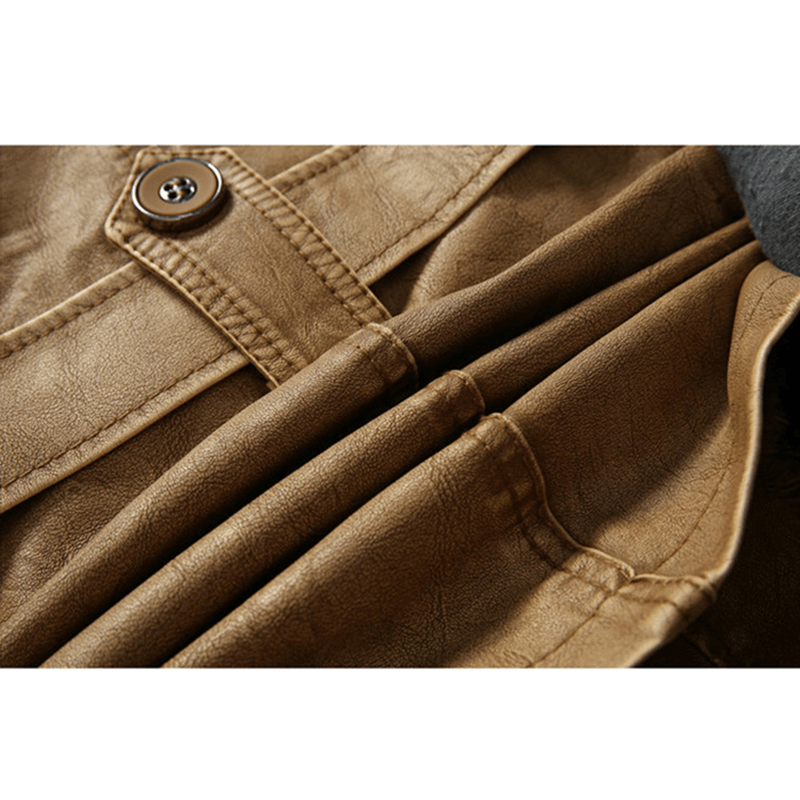 Mens Vintage Belts Coats Fleece Lined Outdoor Thikcened Winter Warm Jacket - MRSLM