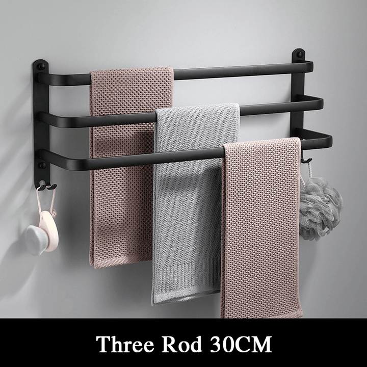 40/50/60Cm Three Pole Space Aluminum Towel Racks No Punching Towel Racks with Hook - MRSLM