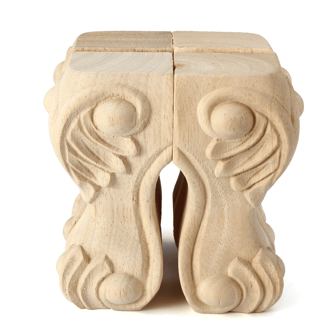 4Pcs 10/15Cm European Solid Wood Carving Furniture Foot Legs Unpainted Table Cabinet Feets - MRSLM