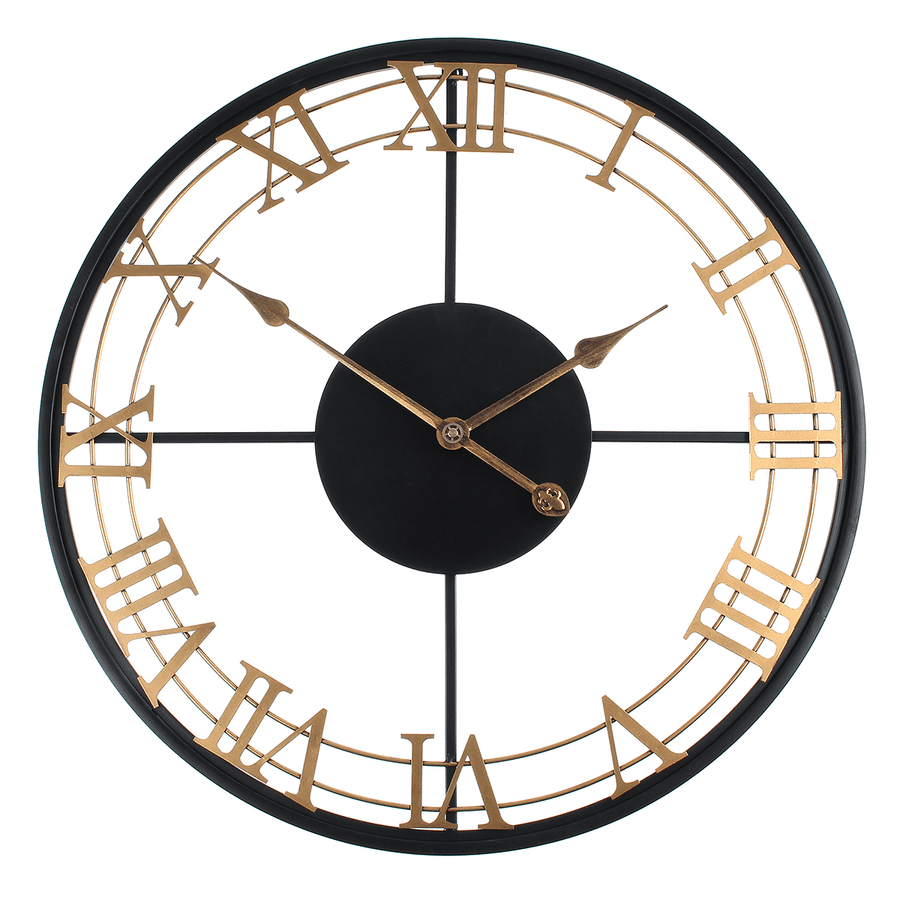 Iron round Art Wall Clock Creative European Style Clock for Home Living Room Wall Hanging Decoration - MRSLM