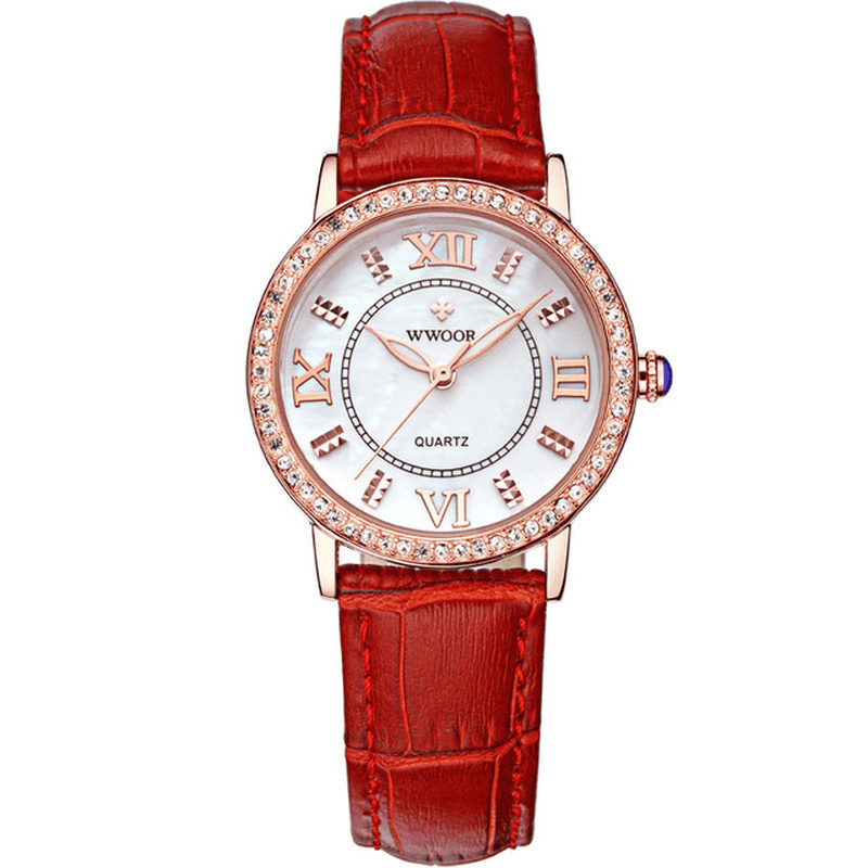 WWOOR 8807 Ultra Thin Elegant Design Ladies Wrist Watch Leather Strap Quartz Watches - MRSLM