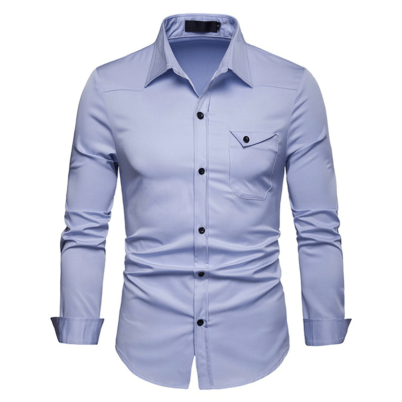 Men Solid Color Turn-Down Collar Shirts - MRSLM