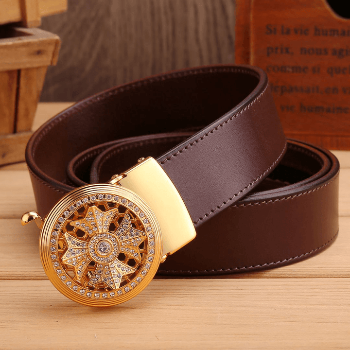 125CM Genuine Leather Embossed Waist Belt - MRSLM