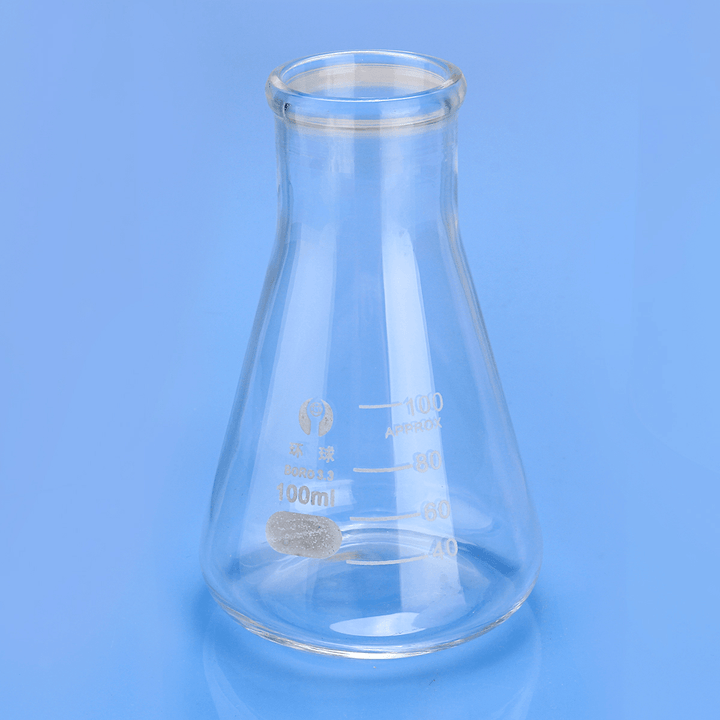 100Ml Lab Glass Erlenmeyer Conical Flask Bottle W/ Rim Borosilicate Laboratory Glassware - MRSLM