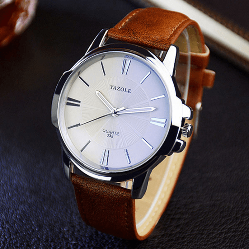 YAZOLE 332 Fashion Simple Style Business Men Wrist Watch Leather Quartz Watch - MRSLM