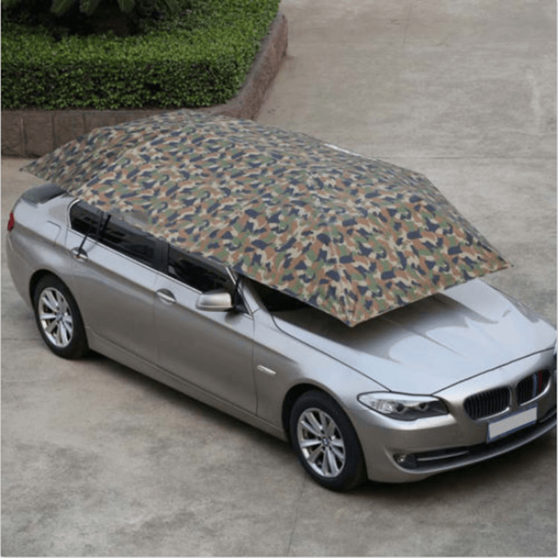 400X210Cm Rooftop Tent Folded UV Oxford Cloth Car Umbrella Waterproof Car Tent Sunshade Movable Carport Canopy for Outdoor Camping Tent - MRSLM