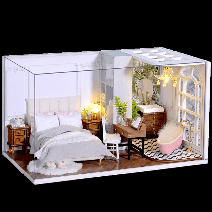 CUTE ROOM DIY QT-011-B Lazy Daily Doll House 1:32 Miniature Landscape Home Creative Gifts with Dust Cover and Furniture - MRSLM
