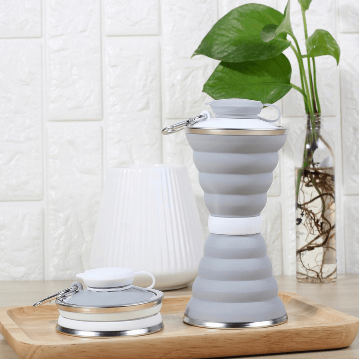 Ipree® 500Ml Folding Silicone Water Bottle Telescopic Mug Drinking Tea Coffee Cup Sports Travel Kettle BPA Free - MRSLM