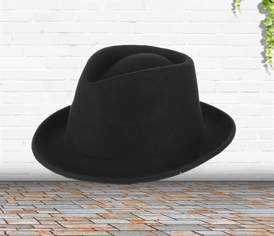 High-Grade Wool Curled Jazz Hat Wool Top Hat - MRSLM
