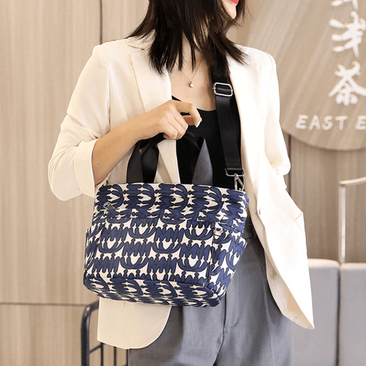Women Waterproof Multi-Pocket Printed Casual Handbag Crossbody Bag - MRSLM