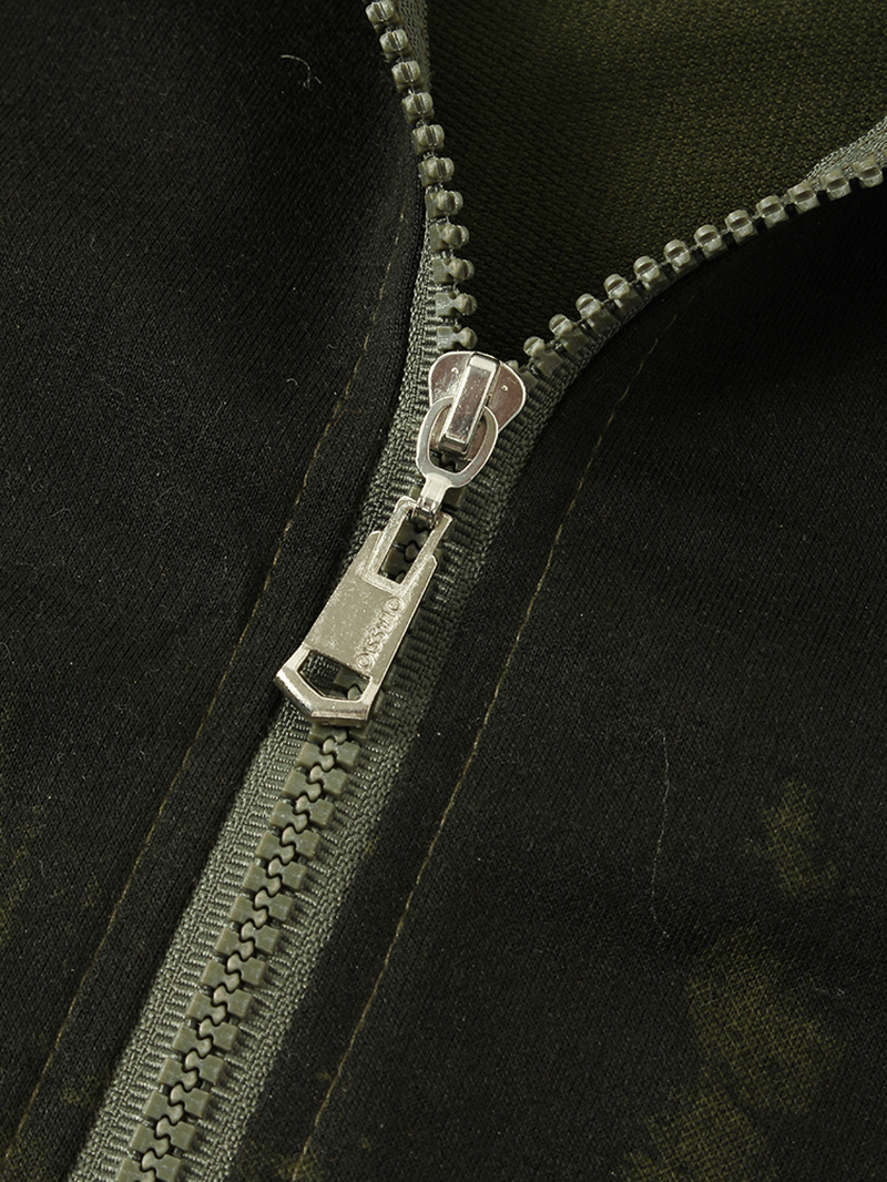 Mens Design Ink Pattern Zipper Hoodie Jacket with Side Pocket - MRSLM