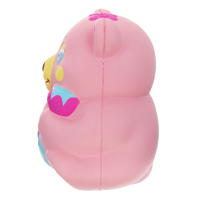 Xinda Squishy Strawberry Bear Holding Honey Pot Pink Slow Rising with Packaging Collection Gift Toy - MRSLM