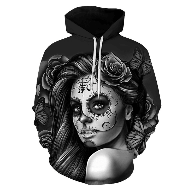 Gothic Retro Beauty Mask Skull Sweatshirt - MRSLM