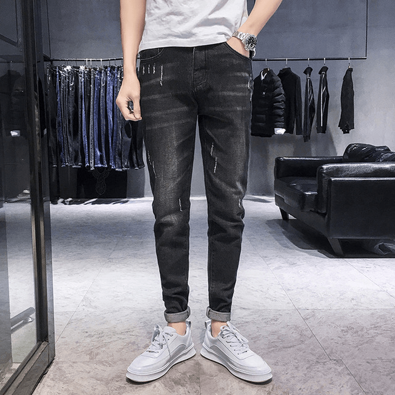 Season New Elastic Men'S Jeans Casual Slim Feet Pants Trend Men'S Long Pants - MRSLM