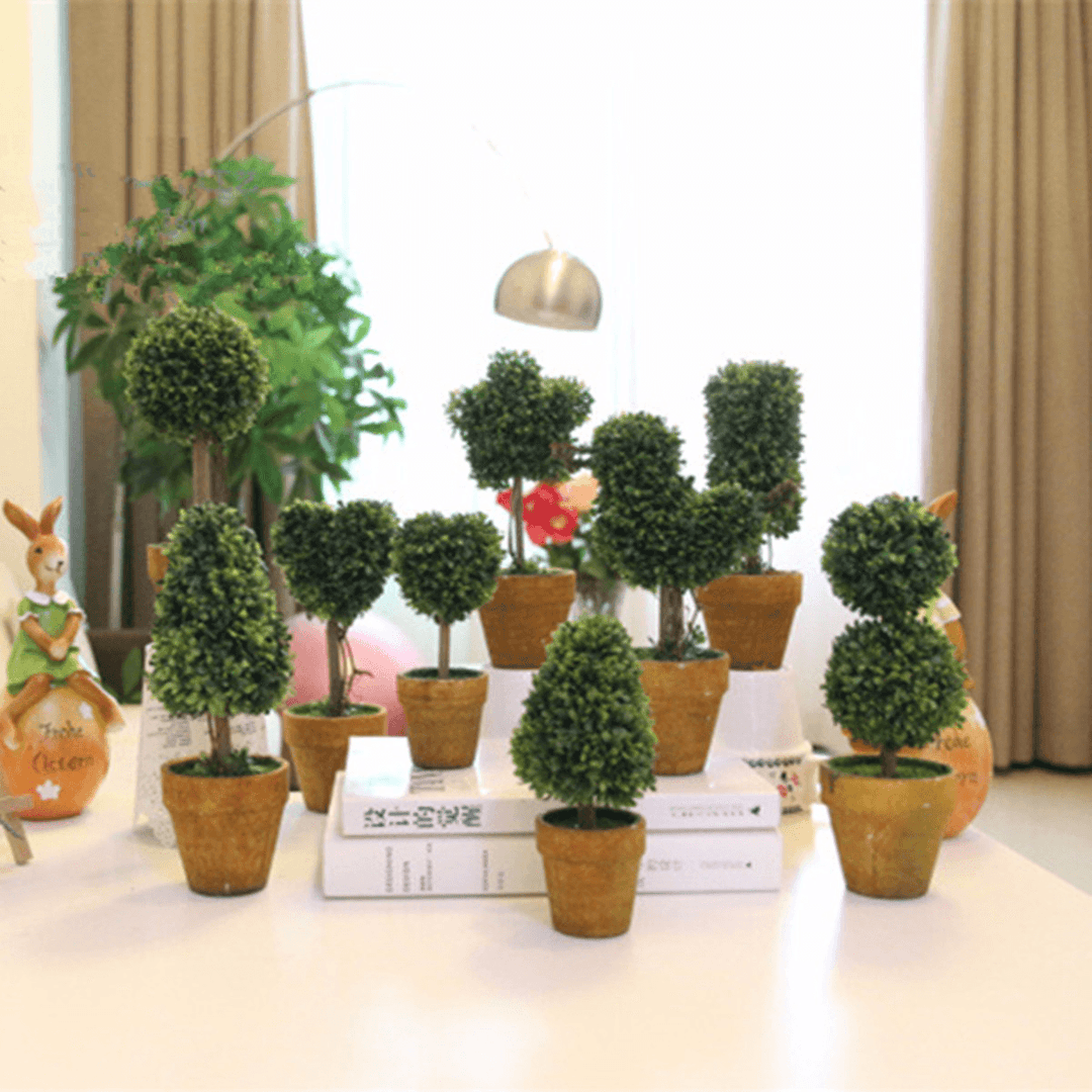 11 Type Artificial Plant Plastic Mini Tree Flower Pot Ornament Office Home Decorations - MRSLM