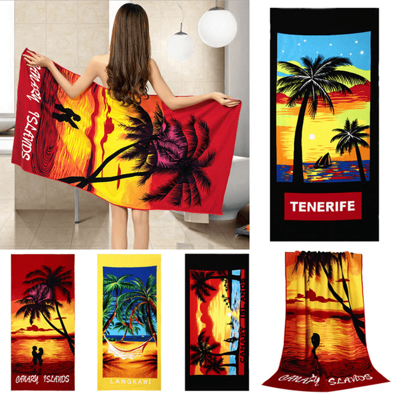 70X150Cm Coconut Trees Amorous Feelings Quick Dry Beach Towels Absorbent Microfiber Bath Towel - MRSLM