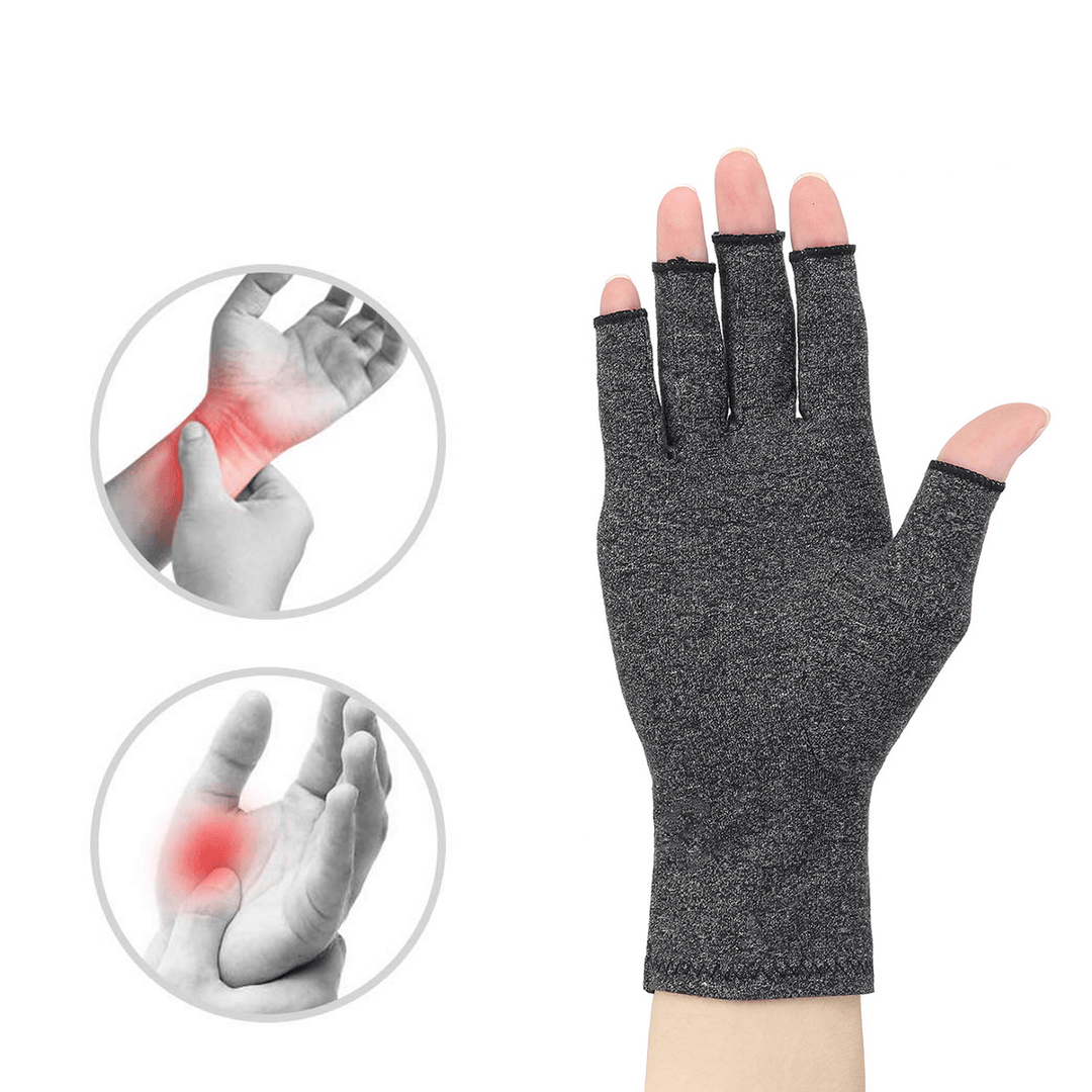 Anti Slip Compression Arthritis Gloves for Arthritis Pain Relief Rheumatoid Osteoarthritis and Carpal Tunnel Fingerless Gloves for Typing and Daily Work - MRSLM