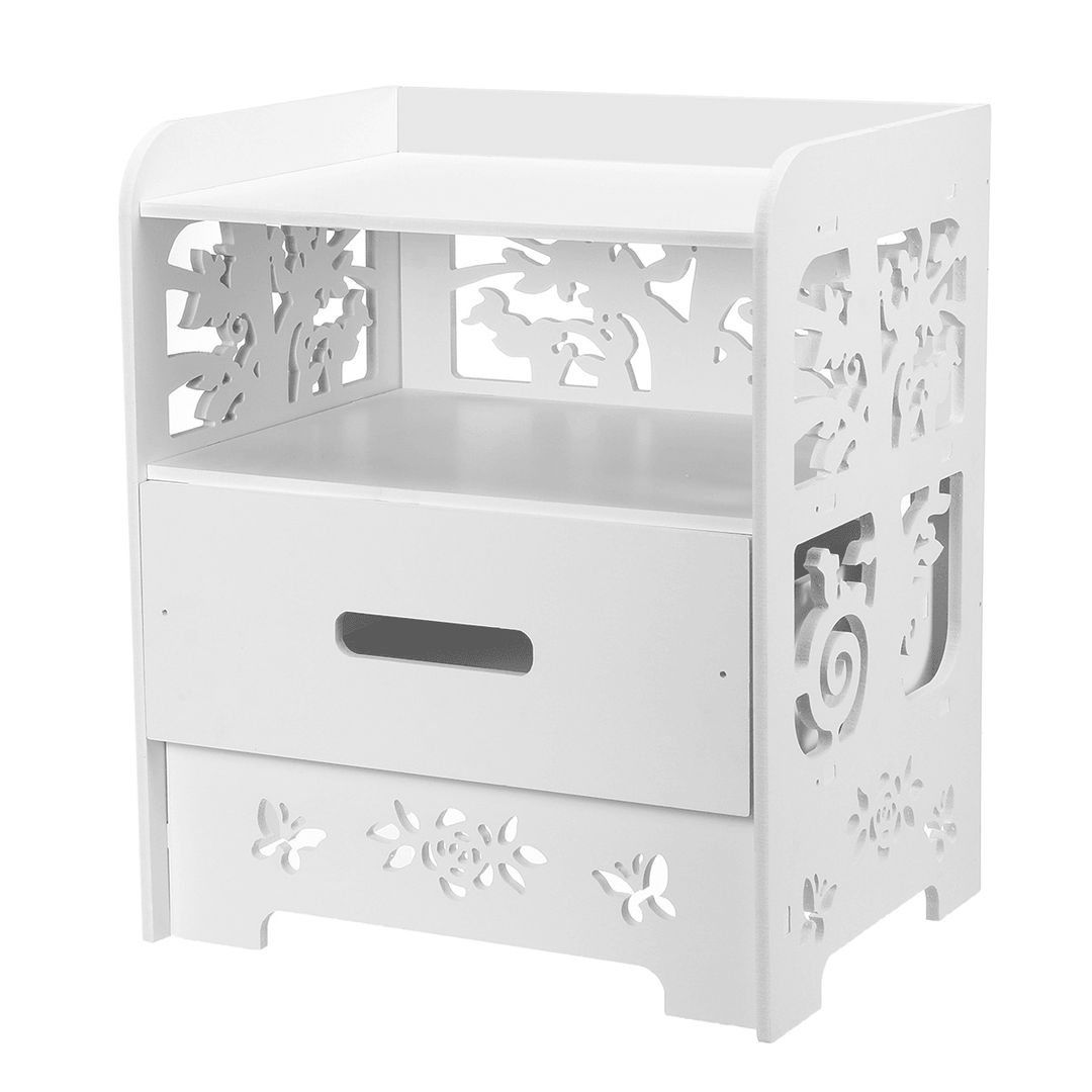 Bedroom Nightstand End Side Bedside Table Storage Cabinet Drawer White - MRSLM
