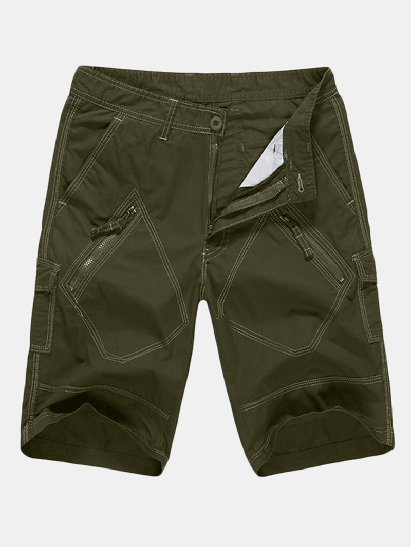 Large Size 30-40 Casual Cargo Shorts Summer Men'S Solid Color Mulit Pockets Knee Length Shorts - MRSLM