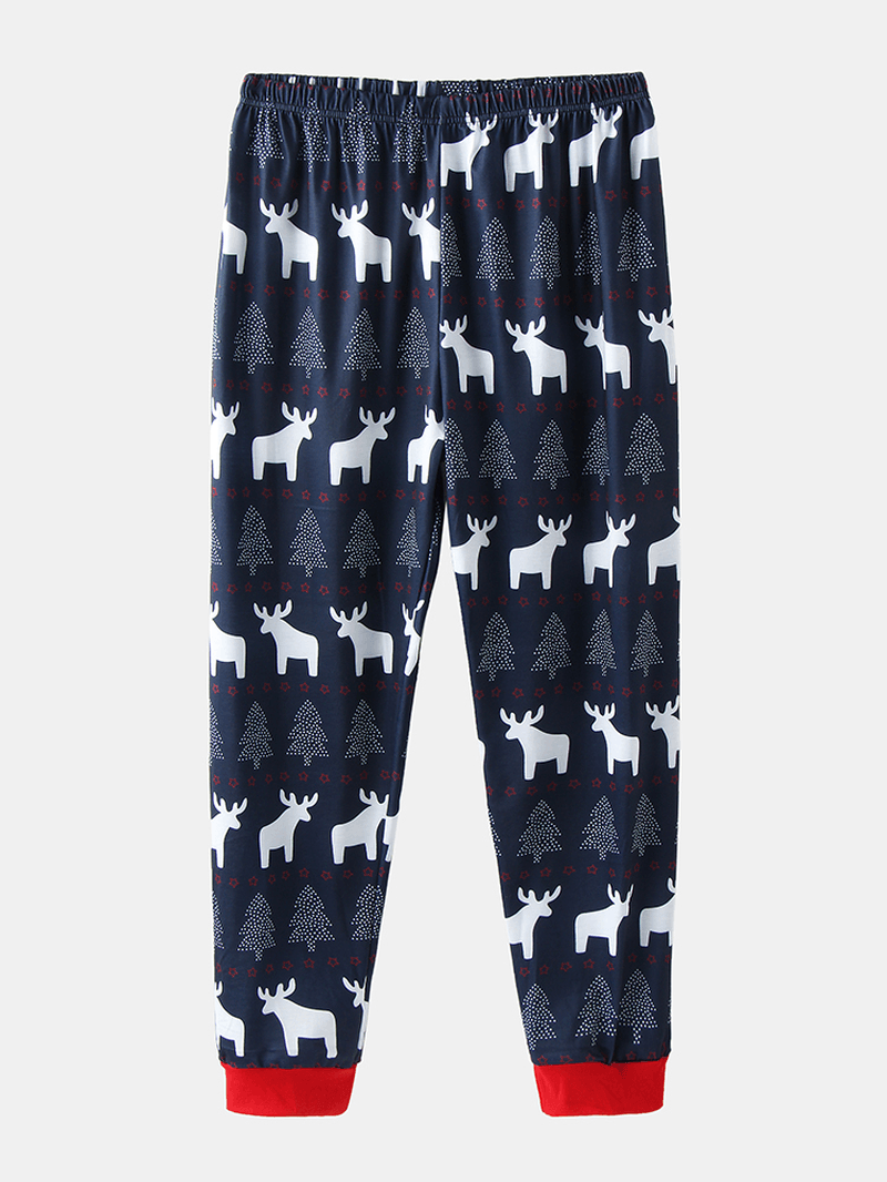 Women Christmas Style Design Print V-Neck Pullover & Elastic Waist Jogger Pants Two Piece Home Pajama Set - MRSLM