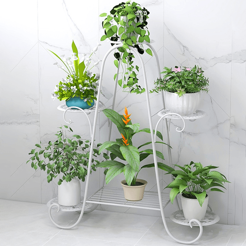 6-Layer Flower Stand Wrought Iron Plant Shelf Indoor Creative Art Rack - MRSLM