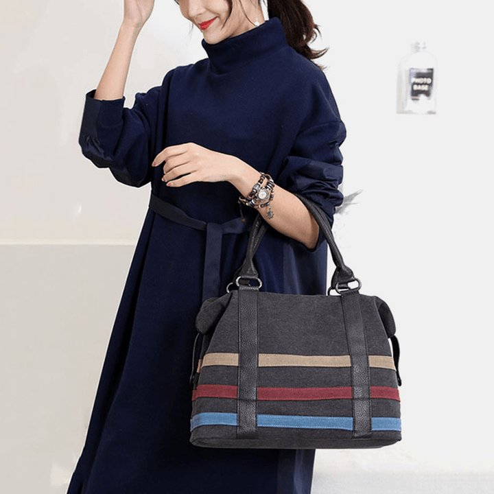 Women Patchwork Canvas Handbag Crossbody Bag - MRSLM