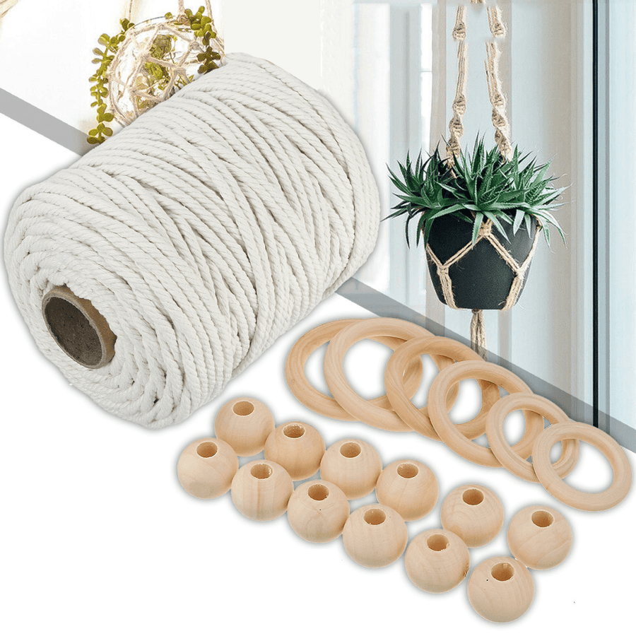 5Mm 100M Rope Twisted String Cotton Cord for Handmade Natural Beige Rope DIY Home Wedding Accessories Gift - MRSLM