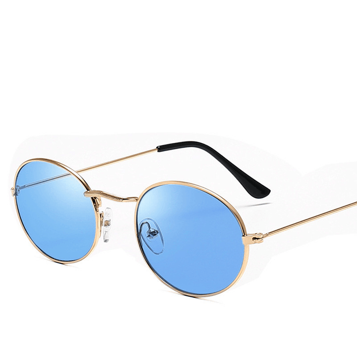 New Trend Retro round Frame Sunglasses Fashion Men and Women Sunglasses Metal Water Drop Oval Sunglasses - MRSLM