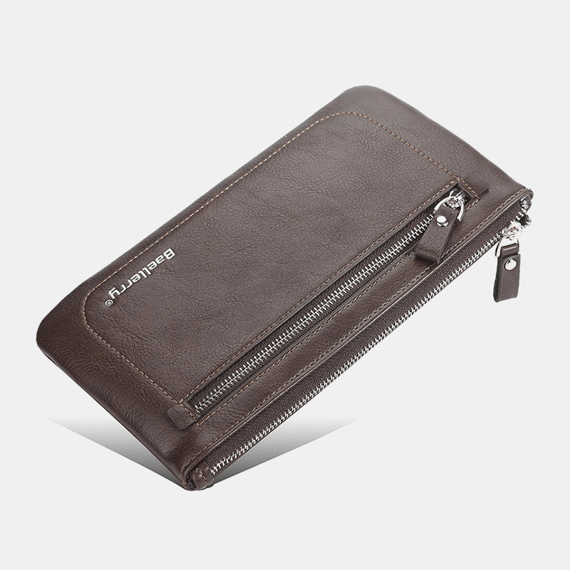 Baellerry Men Faux Leather Business Multifunction Multi-Slot 6.3 Inch Phone Bag Long Wallet Clutch Wallet - MRSLM