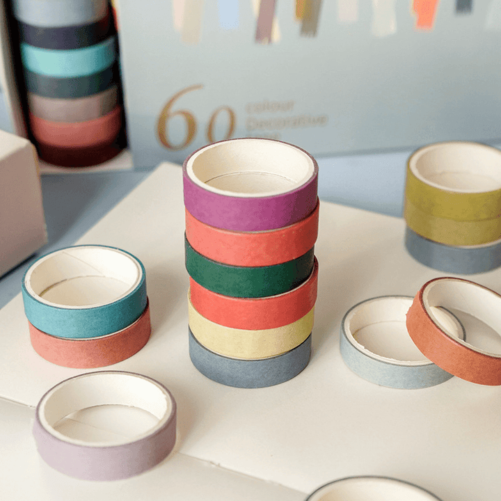 Rainbow Set Solid Color and Paper Tape Creative Diy Decoration Hand Account Sticker - MRSLM
