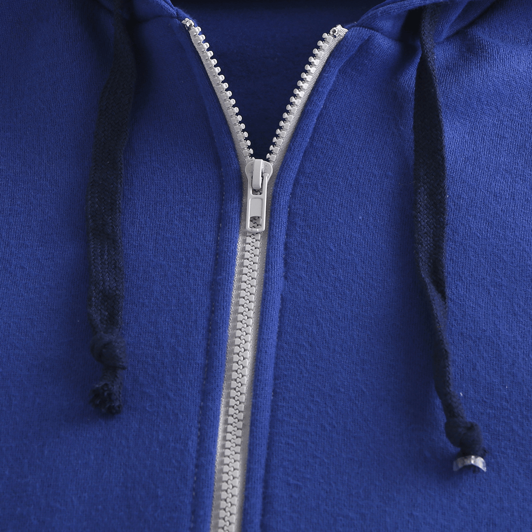 Men Fashion Velvet Thick Contrast Color Zipper Hooded Loungewear Jumpsuit - MRSLM