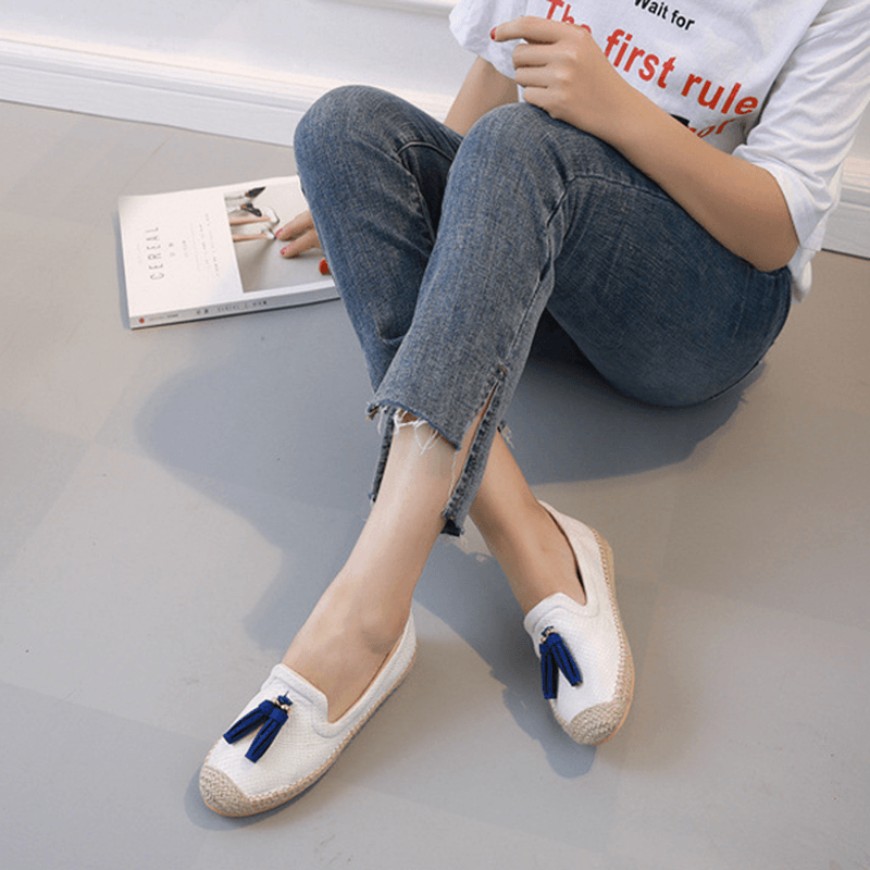 Tassel round Toe Slip on Flat Loafers for Women - MRSLM