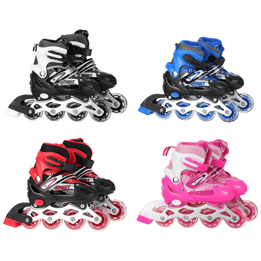 3 Size Adjustable Inline Skates with LED Flashing Wheels Safe＆Durable Roller Skates for Adult＆Kids Boys Girls Skating with Breathable Mesh Skates - MRSLM