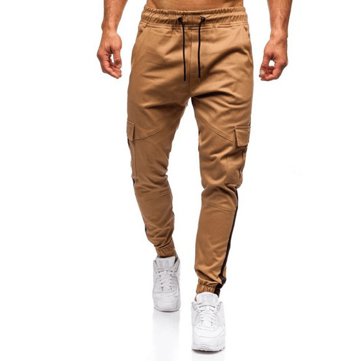 Men'S Solid Color Flip Pocket Casual Tethered Straight Sports Pants - MRSLM