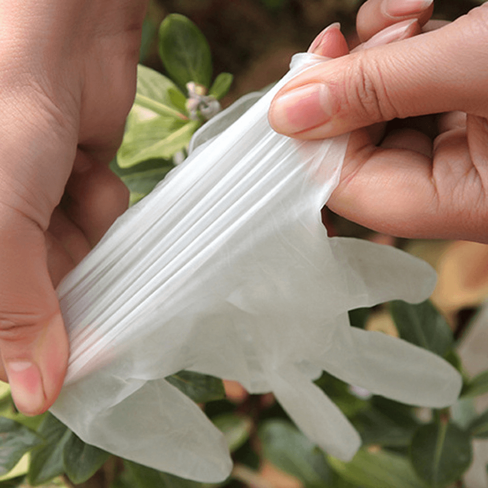 100 Pcs PVC Disposable Gloves PVC Transparent Gloves Protective Outdoor Camping Travel - MRSLM