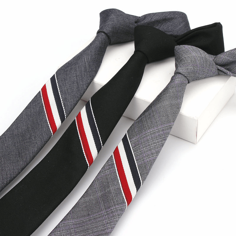 Men'S and Women'S British Super Narrow Casual Quality Cotton Tricolor Tie - MRSLM